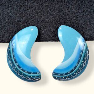 (2/$20) Vintage Blue Crescent Earrings
